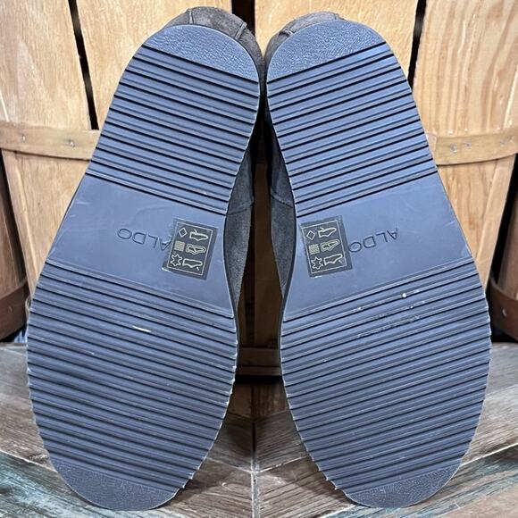 Aldo Gray Suede Shearling Fur Lined Zip-Up Wedge Heel Ankle Boots Women Size 6.5 - Picture 11 of 12